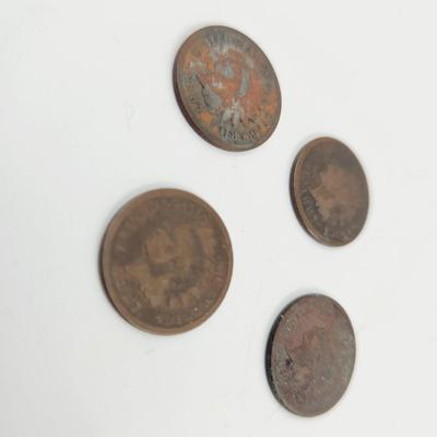 4 - 1887 INDIAN HEAD PENNIES