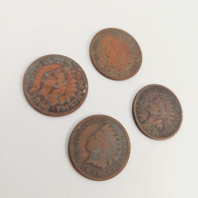 4 - 1896 INDIAN HEAD PENNIES