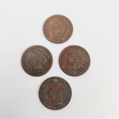 4 - 1891 INDIAN HEAD PENNIES