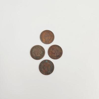 4 - 1891 INDIAN HEAD PENNIES