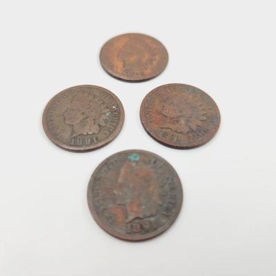 4 - 1891 INDIAN HEAD PENNIES