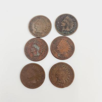 6 - 1891 INDIAN HEAD PENNIES