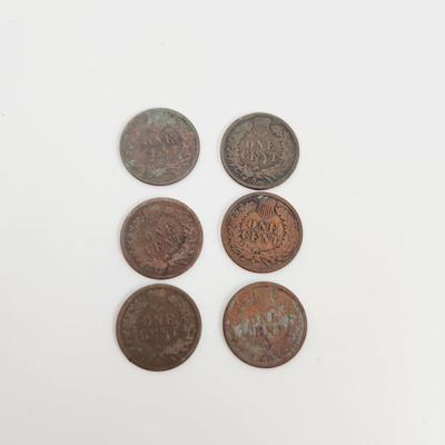 6 - 1891 INDIAN HEAD PENNIES