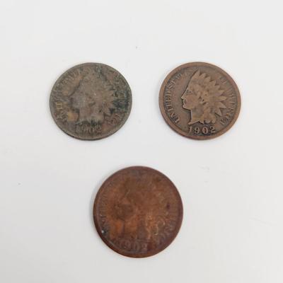 3 - 1905 INDIAN HEAD PENNIES