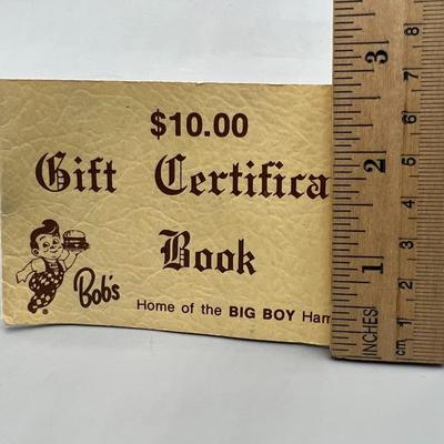 Vintage $10 Bob's Big Boy Memorabilia Diner Gift Certificate Booklet