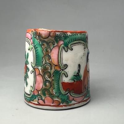Vintage Miniature Hand Painted Oriental BOHO Ceramic Mug Cup