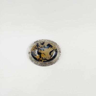 VINTAGE DENDRITE AGATE STONE PENDANT