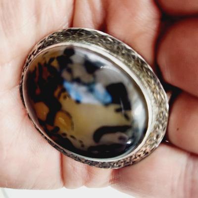 VINTAGE DENDRITE AGATE STONE PENDANT