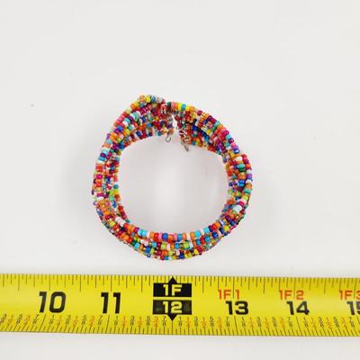 MULTI COLORED BEADED WIRED BRACELET