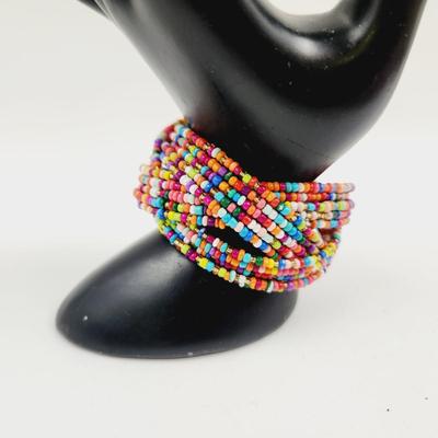 MULTI COLORED BEADED WIRED BRACELET
