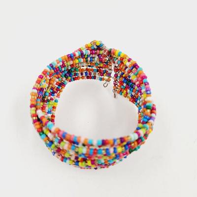 MULTI COLORED BEADED WIRED BRACELET