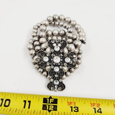 CROSS BEADED STRETCHY BRACELET