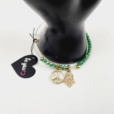 EVIL EYE / PEACE SIGN BEADED BRACELET