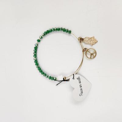 EVIL EYE / PEACE SIGN BEADED BRACELET