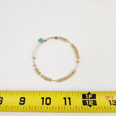 FAUX TURQUOISE & GOLD BEADED BRACELET