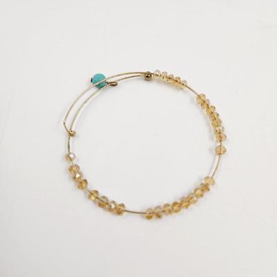 FAUX TURQUOISE & GOLD BEADED BRACELET