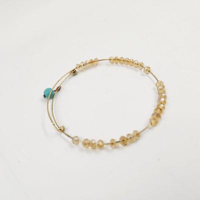 FAUX TURQUOISE & GOLD BEADED BRACELET