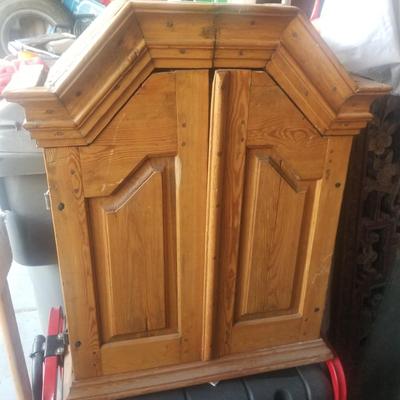 Antique pine hanging cupboard