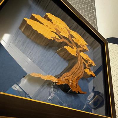 Unusual TREE Carved wood Framed 