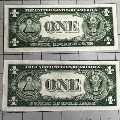 2 one Dollar Blue Seal 1935 Silver Certificates
