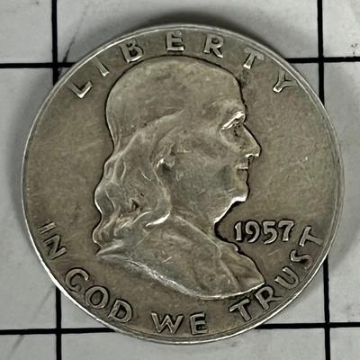 1957 90% Silver Franklin Half Dollar