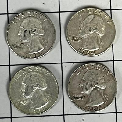 (4) 90% Silver Quarters 