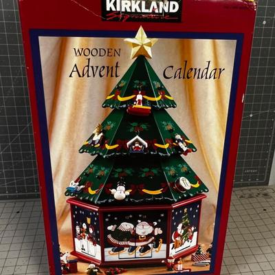 Wood Advent Calendar Like NEW in Original Box 