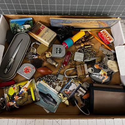 Grandpa's Junk Drawer Clean Out: Knives, Flask, Pen etc.