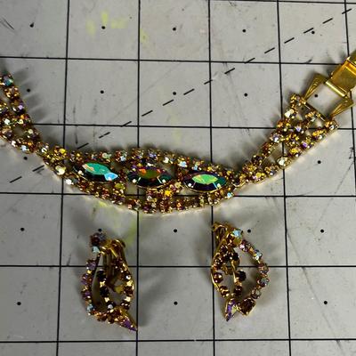 Golden Rhinestone Bracelet Clip-on Earrings