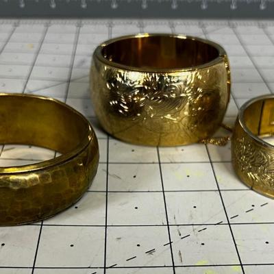 3 Brass Bracelets 