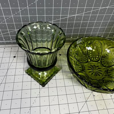 Green Glass 3 Pieces 