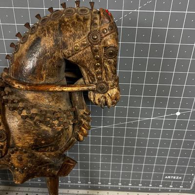 Carved Hand Crafted Trojan Horse (Leg Needs repaired)