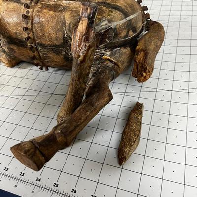 Carved Hand Crafted Trojan Horse (Leg Needs repaired)