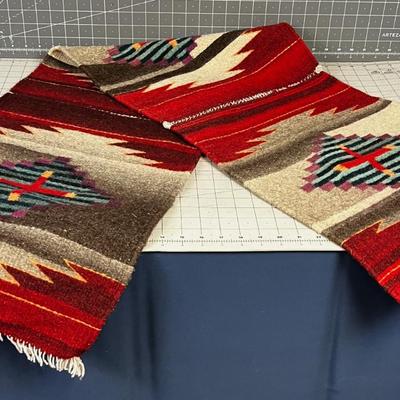 Native American Mexican Wool Weaving Table Runner 