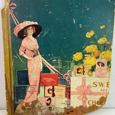 antique SWEET'S CANDY SALT LAKE CITY CHOCOLATES ADVERTISING DISPLAY SIGN 1910s