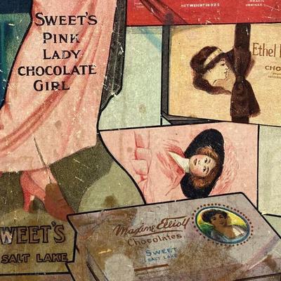 antique SWEET'S CANDY SALT LAKE CITY CHOCOLATES ADVERTISING DISPLAY SIGN 1910s