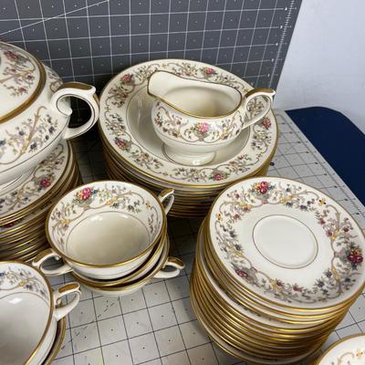 China, Lovely! Full Set plus many Serving platters and Bowls: Made in America Lamberton Ivory Dorothea