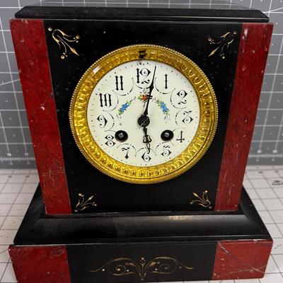Clock, Black Marble Mantel Clock