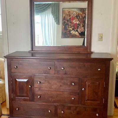 Arts and Craft Hardwood Dresser with attached mirror