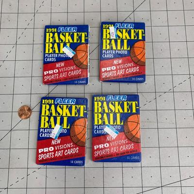 #55 1991 Fleer Basketball 4Pack of Cards