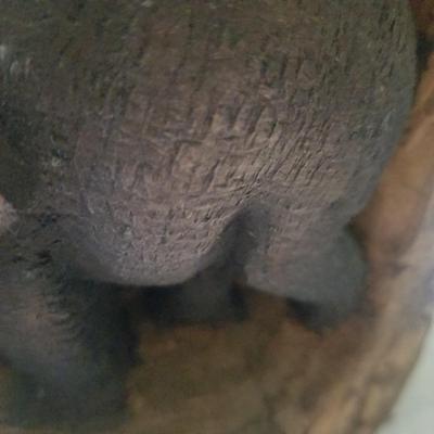 Vi tage carved wooden Elephant 10 inches  in wood piece