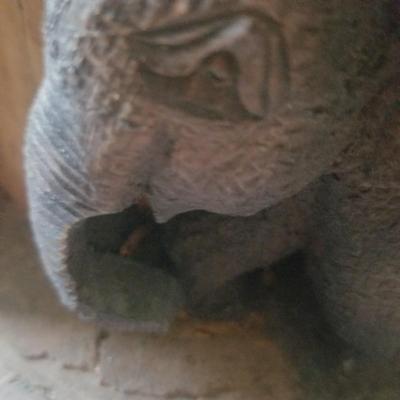 Vi tage carved wooden Elephant 10 inches  in wood piece