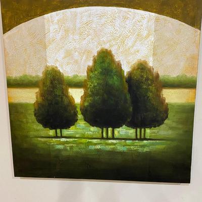 Large canvas print of evergreen trees