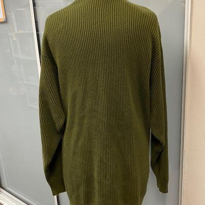 Olive Green Liz Claiborne Sport Academy Emblem Cardigan Sweater