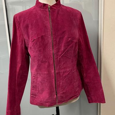 Tower Hill Sport Fuschia Zip Front Leather Jacket