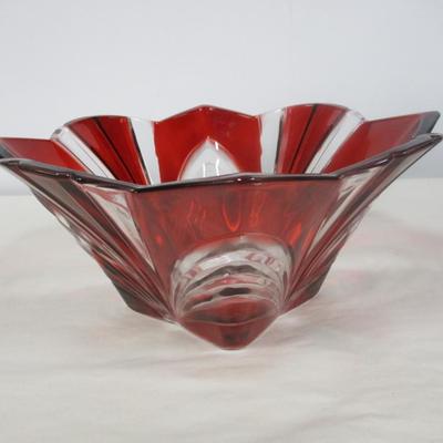Soga Ruby Red And Clear Dish Made In Japan
