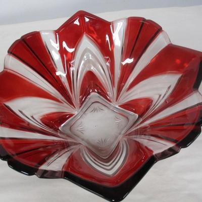 Soga Ruby Red And Clear Dish Made In Japan