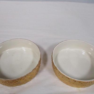 Hand Decorated 22K Gold Weeping Bright Gold Candy Covered Bowls