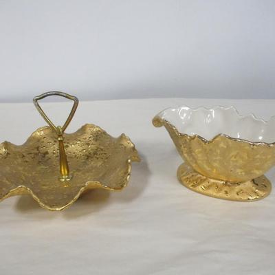 Dixon Art Studios 22 Kt Weeping Gold Candy Dishes