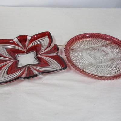 Red & Clear Serving Platters